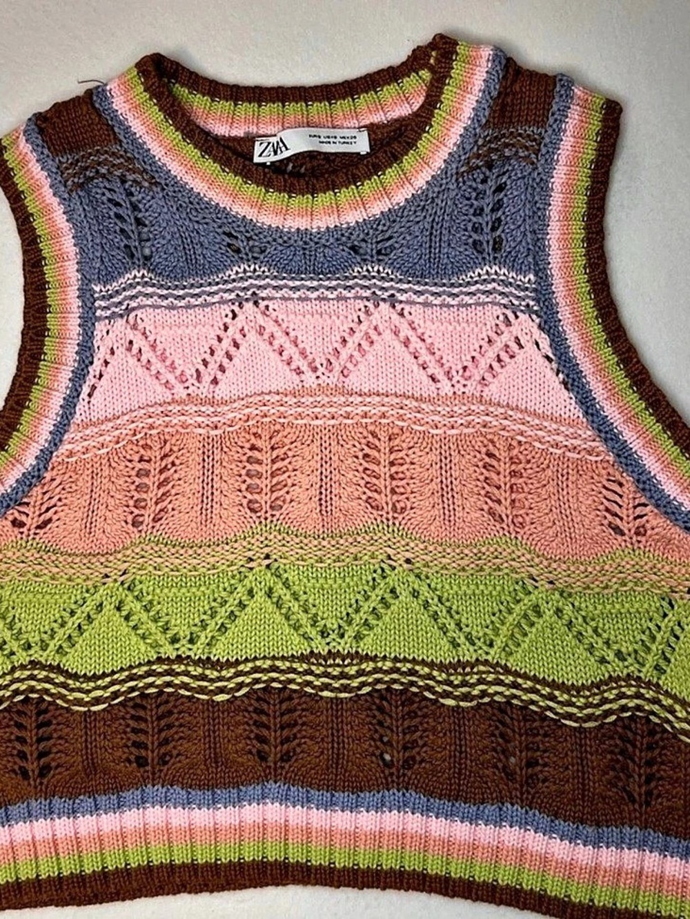 Zara Color Block Knit Sweater Vest Size Medium